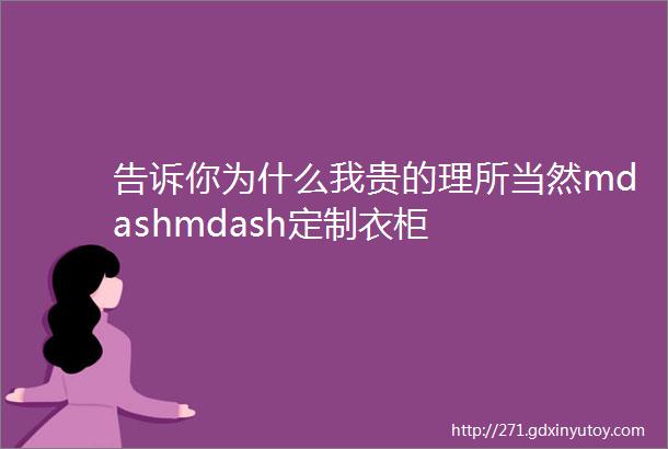 告诉你为什么我贵的理所当然mdashmdash定制衣柜